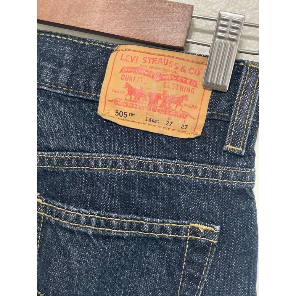 Levi's 505 Regular Straight Jeans Kids 14 27 x 27 Reg Dark Indigo Denim Pants